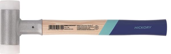 TECWERK Schonhammer L.420mm Kopf-D.60mm Hickory rückschlagfrei hart Nyl.weiß